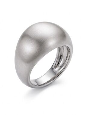 Limited Edition French Dome Ring - Brushed Silver Platinum Plated